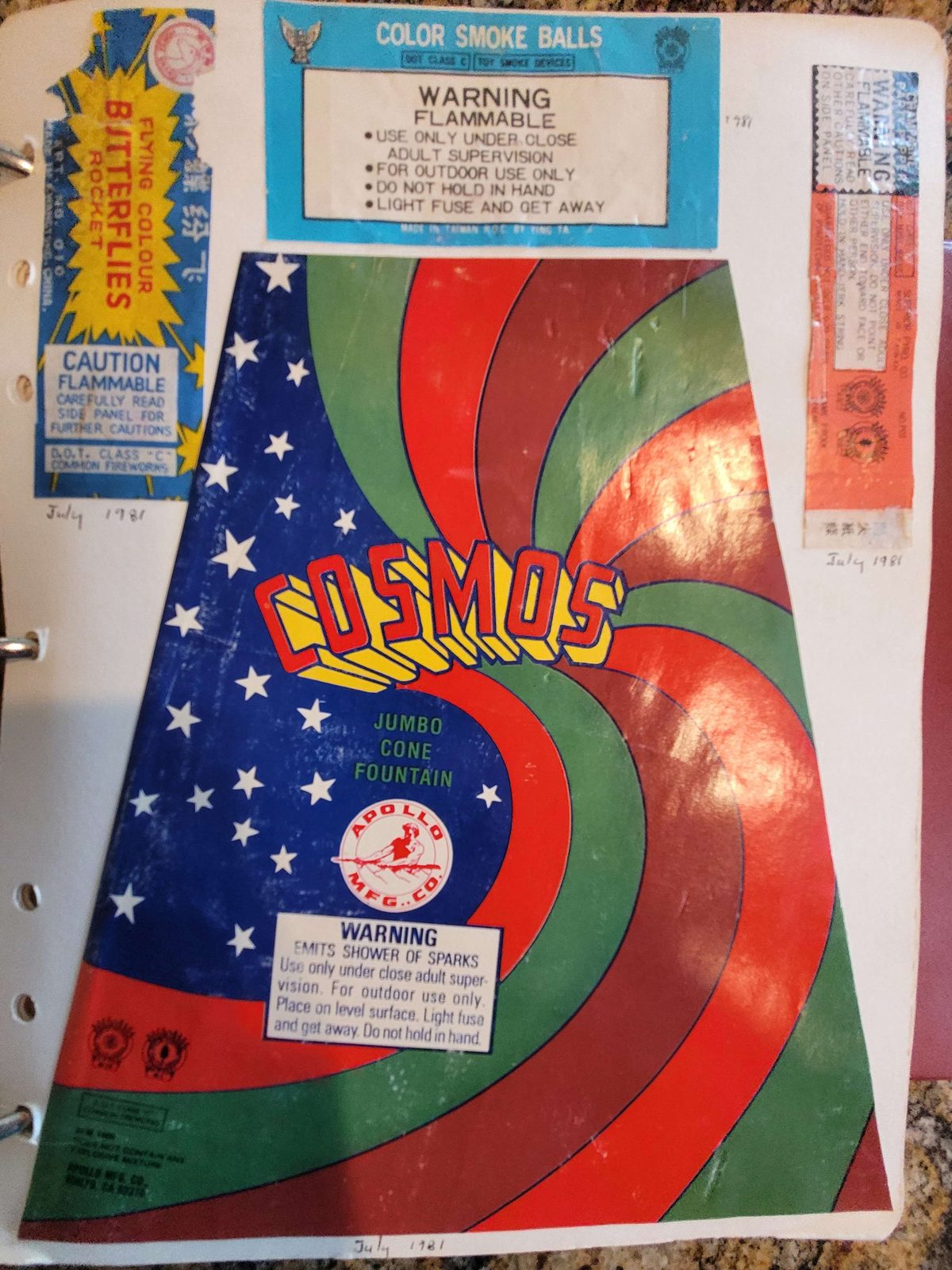 Vintage California Safe and Sane fireworks scrapbook spread, May 30, 2025