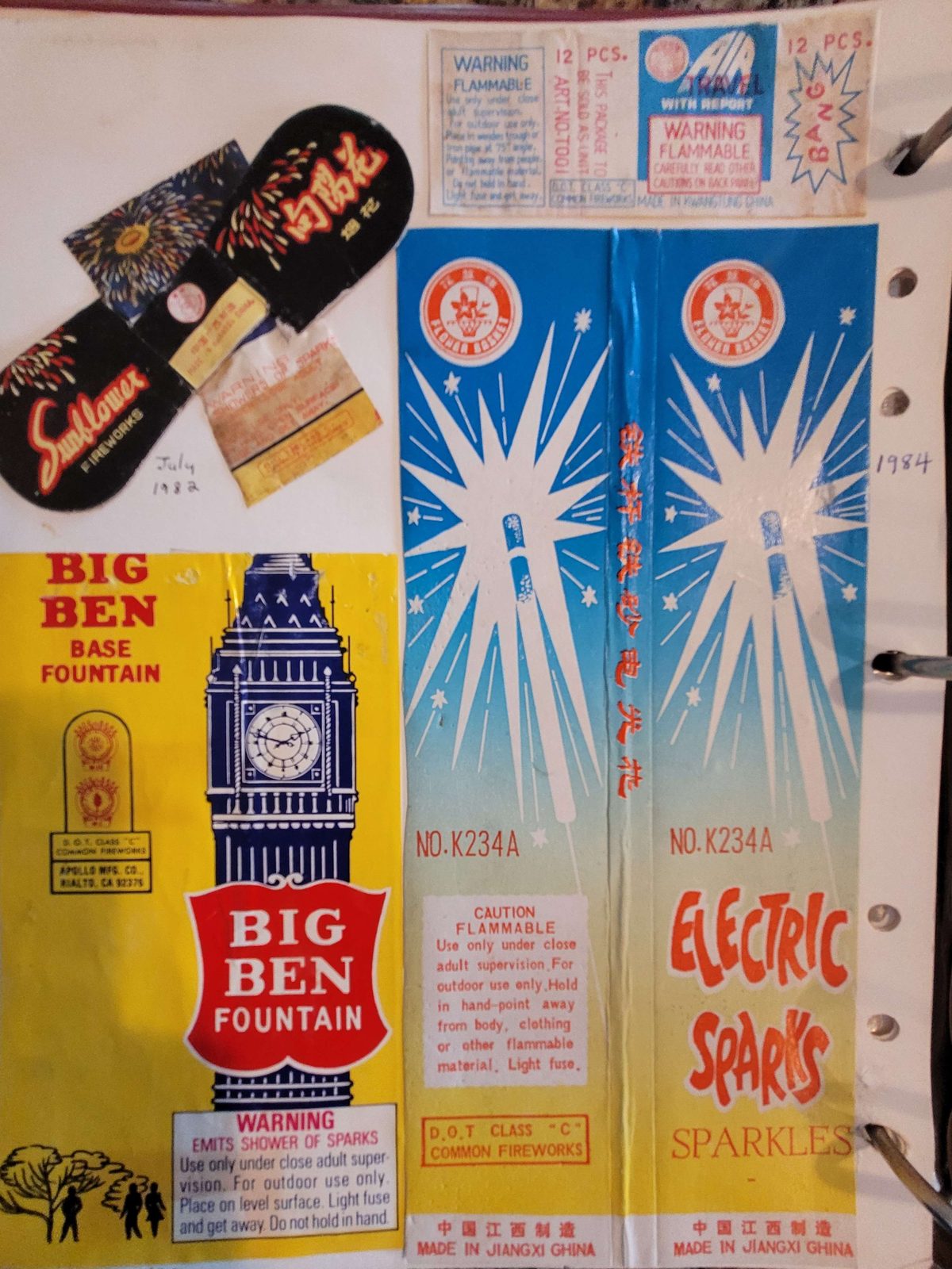 Vintage California Safe and Sane fireworks scrapbook spread, May 30, 2025