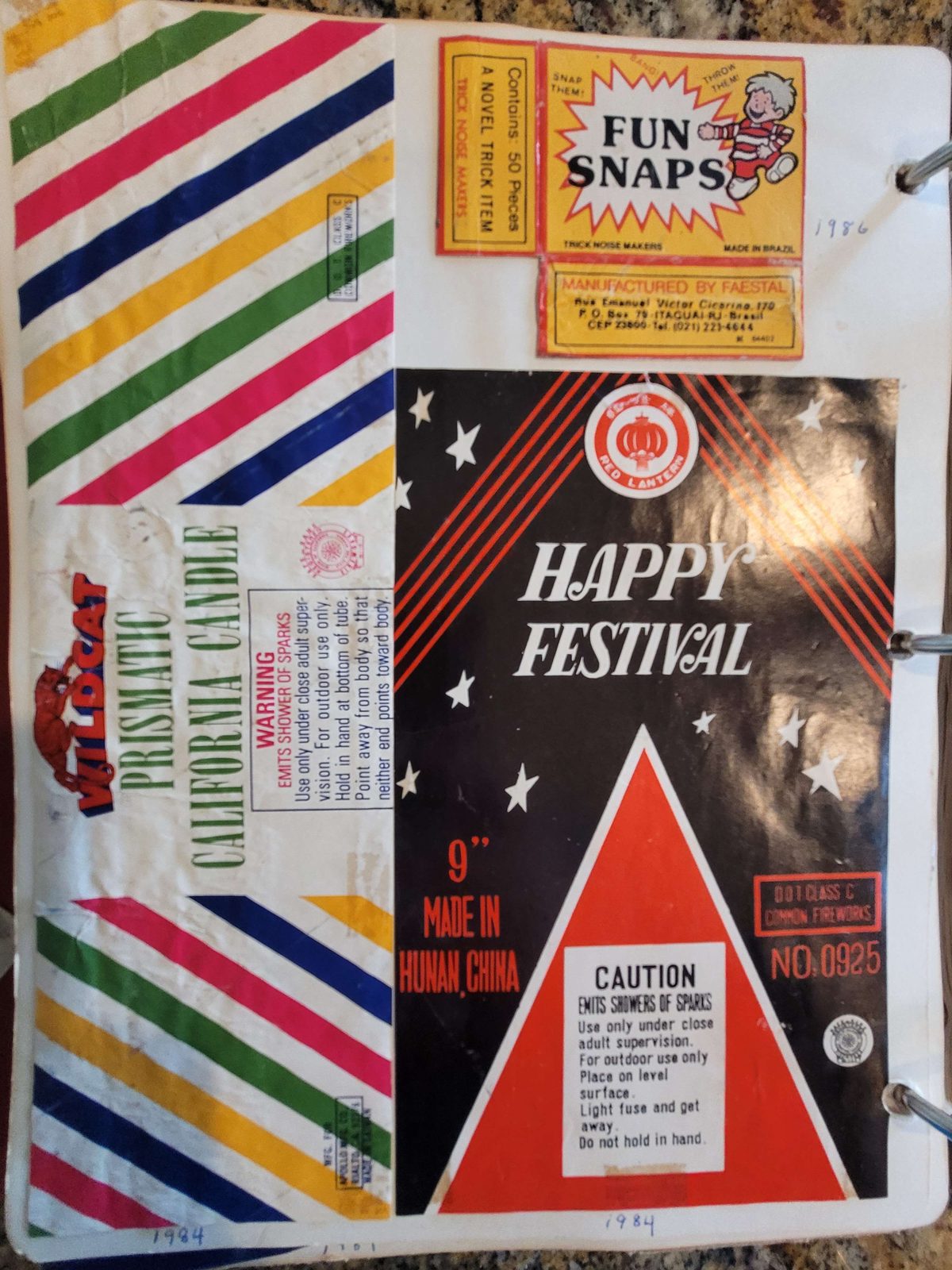 Vintage California Safe and Sane fireworks scrapbook spread, May 30, 2025