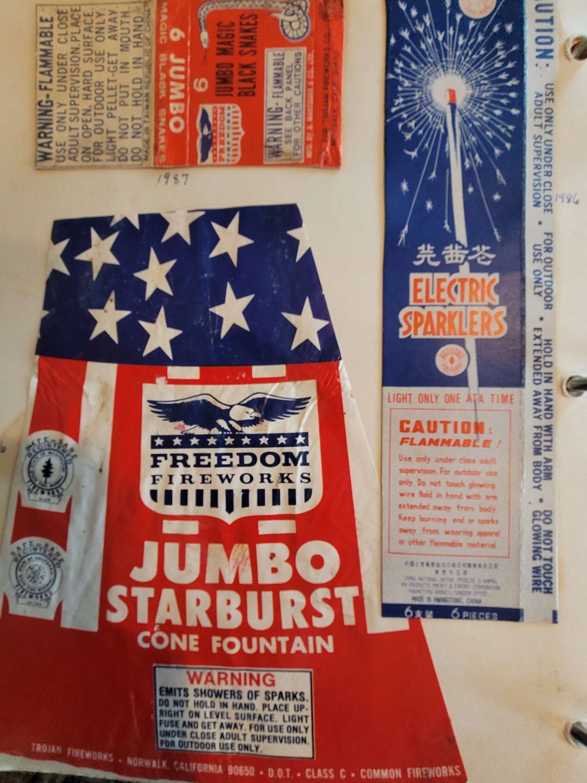 Vintage California Safe and Sane fireworks scrapbook spread, May 30, 2025