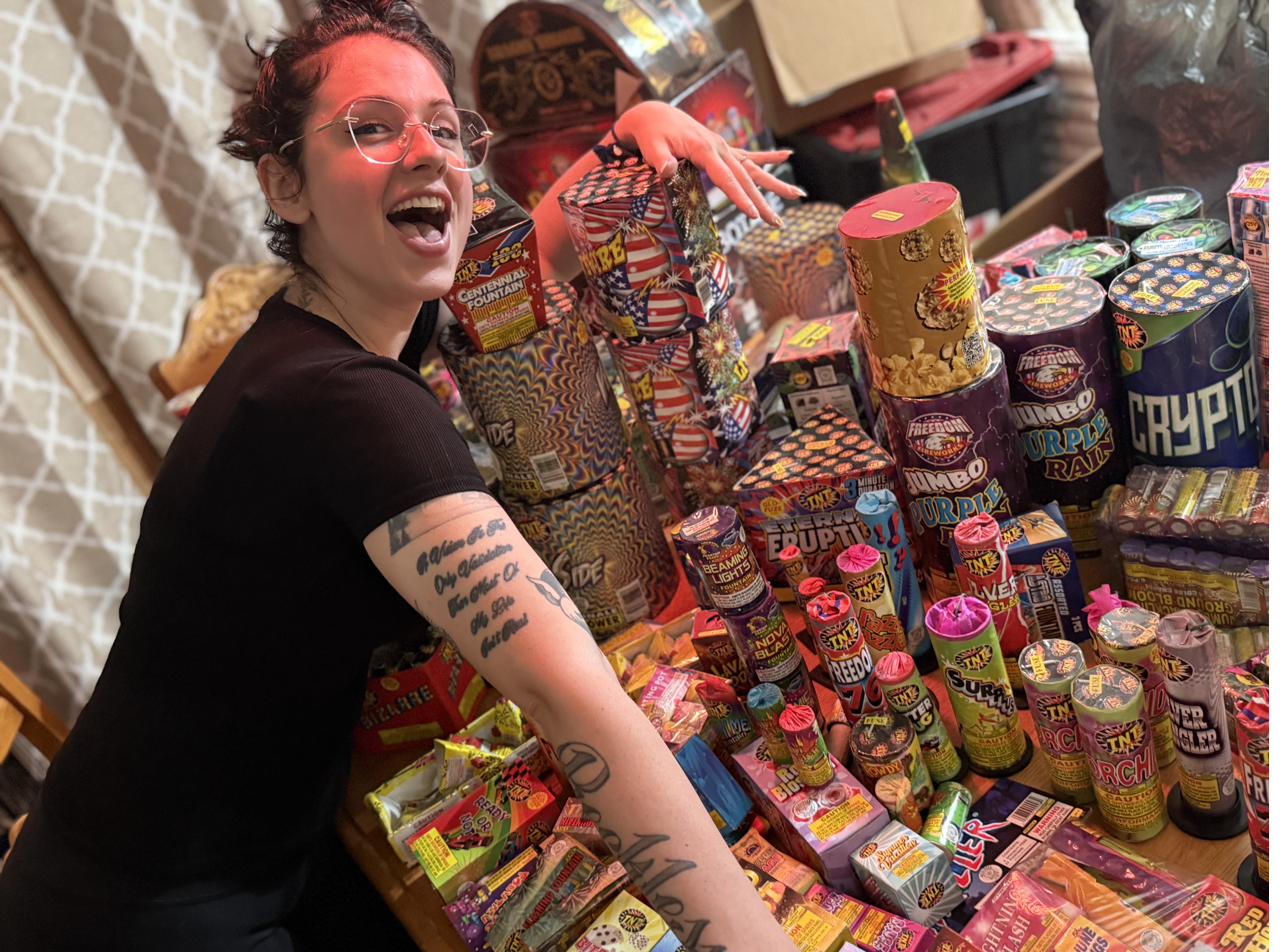 Mrs. Beast at home with the testing haul — Wildside, Crypto, Centennial Fountain, Jumbo Purple Rain, Eternal Eruption, Beaming Lights and the rest of the catalog