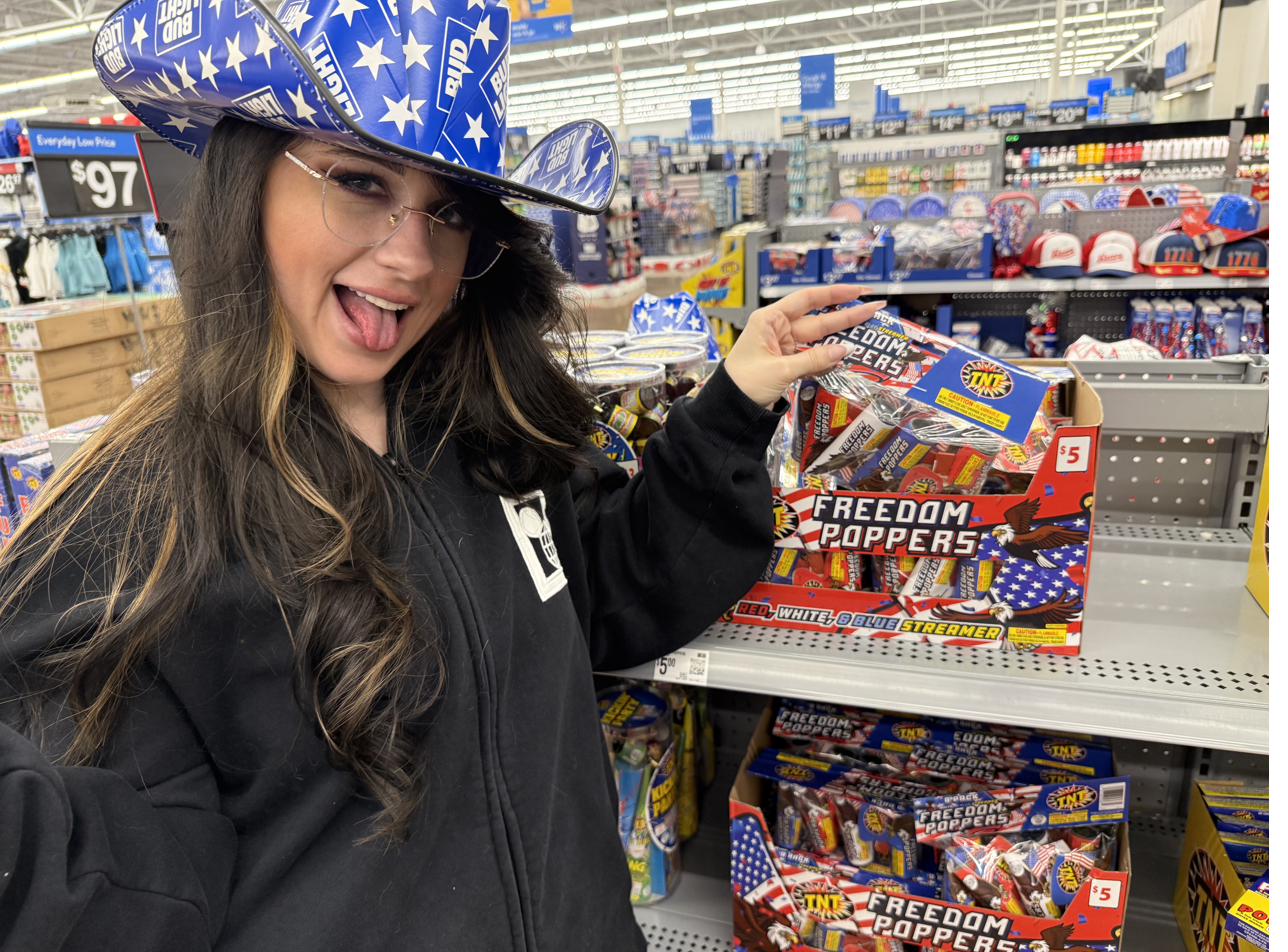 Mrs. Beast at the Walmart poppers aisle
